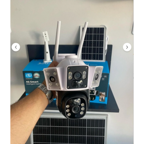 O-KAM-3037 4G Solar Güneş Enerjili Çift Kameralı 1080P PTZ Kamera 6MP  Dual Lens Imei Kayıtlı